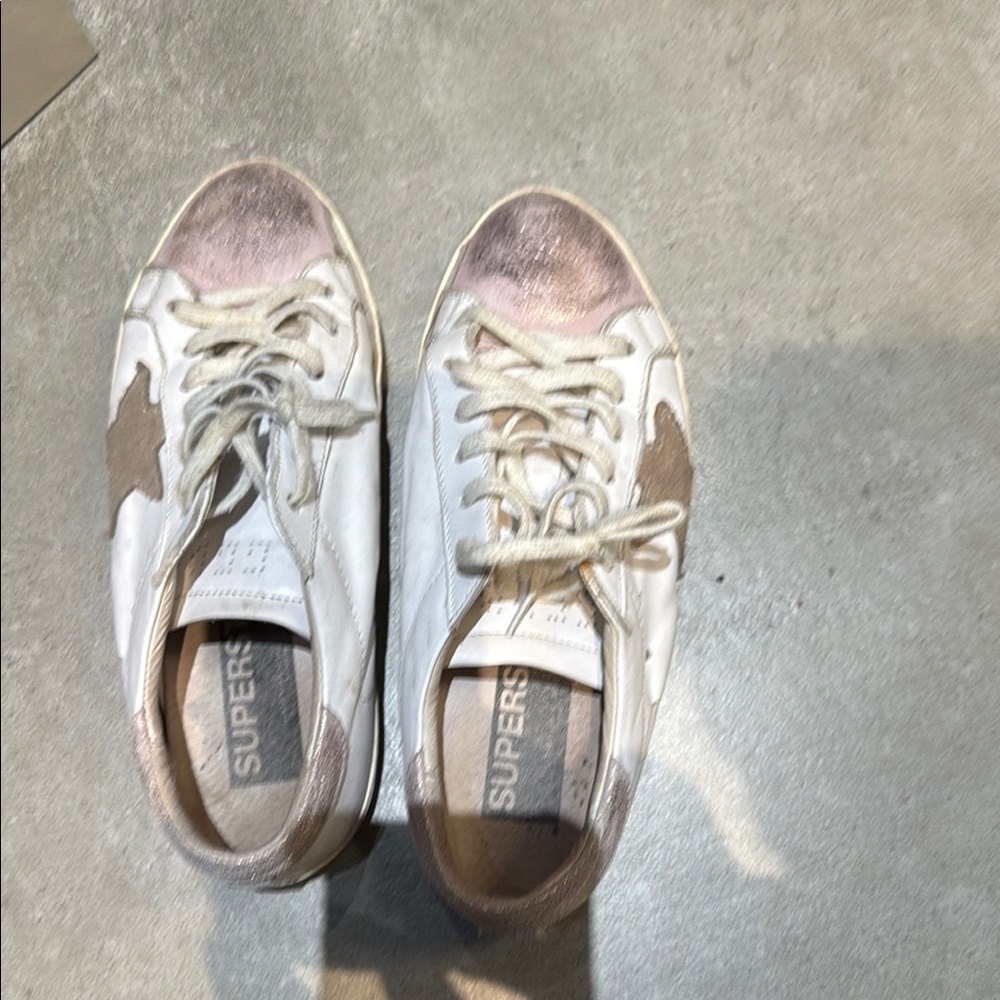 Superga White and Pink Canvas Sneakers
